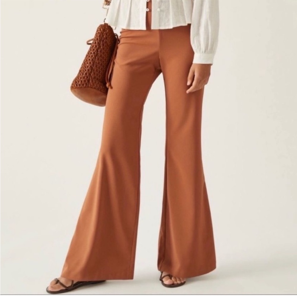 Anthropologie Hutch Stretch Crepe Flair Pants in Bronze